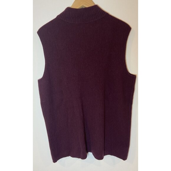 NWT Talbots Woman 100% Cashmere Mock Neck Sleeveless Sweater Maroon 2X New - Picture 2 of 5